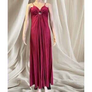 Vintage 80s Slip Dress Magenta-Berry Prom Evening Maxi Sleeveless Rutching